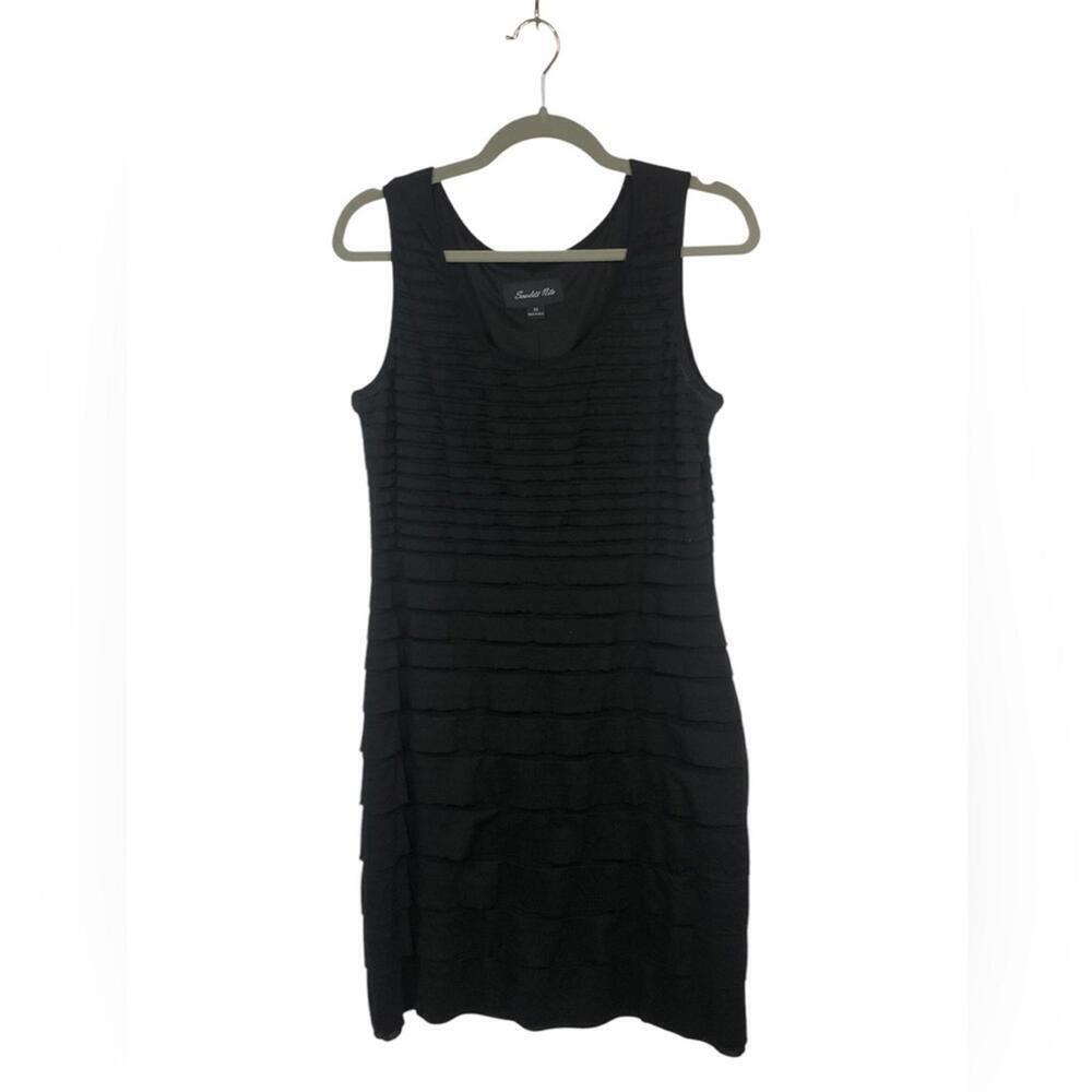 Scarlett Nite Black Sleeveless Dress Rows of Understated Ruffles on Tank Dress